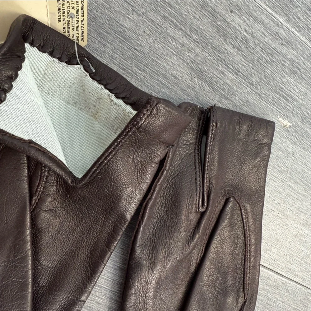 NWT Vintage Dead Stock Bloomingdale's Genuine Leather Gloves Chocolate Brown XS